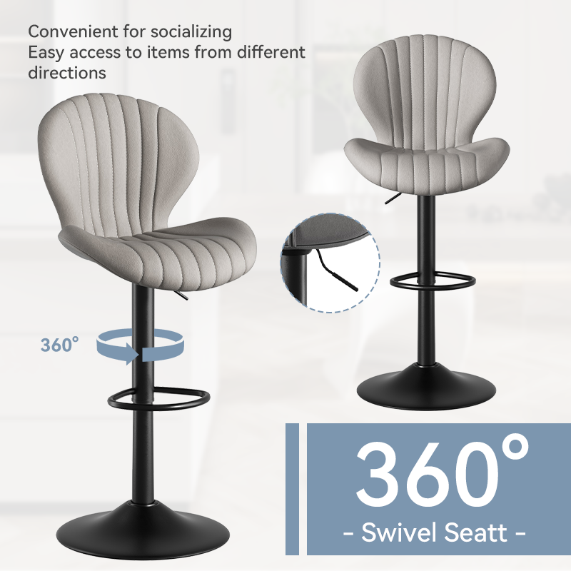 Set of 2 Modern Swivel Bar Stools - Counter Height with High Backrest, Easy Assembly for Kitchen - FU01023