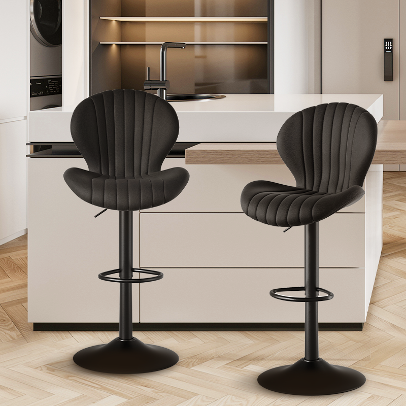 Set of 2 Modern Swivel Bar Stools - Counter Height with High Backrest, Easy Assembly for Kitchen - FU01023