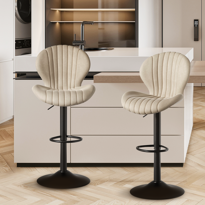 Set of 2 Modern Swivel Bar Stools - Counter Height with High Backrest, Easy Assembly for Kitchen - FU01023