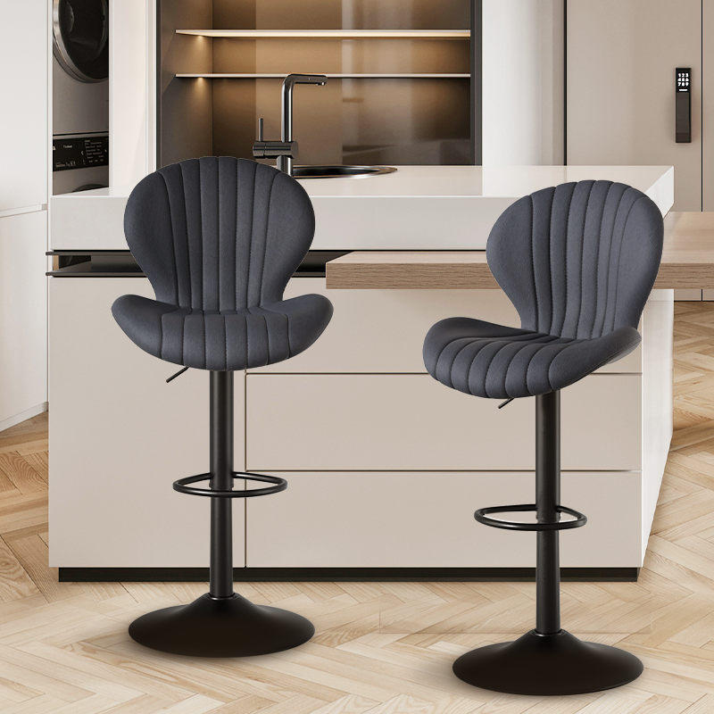 Set of 2 Modern Swivel Bar Stools - Counter Height with High Backrest, Easy Assembly for Kitchen - FU01023