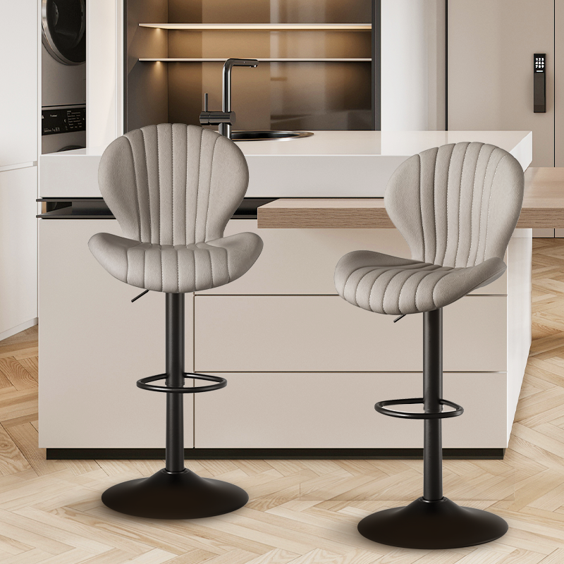 Set of 2 Modern Swivel Bar Stools - Counter Height with High Backrest, Easy Assembly for Kitchen - FU01023