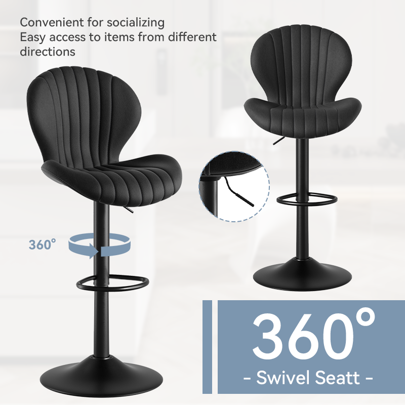 Set of 2 Modern Swivel Bar Stools - Counter Height with High Backrest, Easy Assembly for Kitchen - FU01023