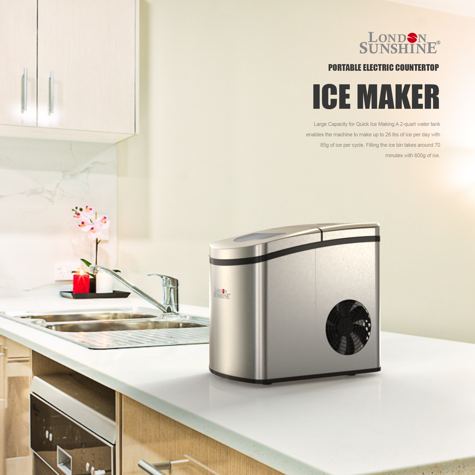 Ice Making Machine with 29 Pounds Pebble Ice per Day-Silver