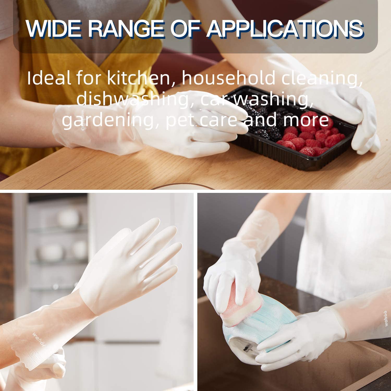 LANON Liquid Silicone Gloves, Heat Resistant Oven Gloves with Fingers, Food  Grade, Waterproof, White, Large